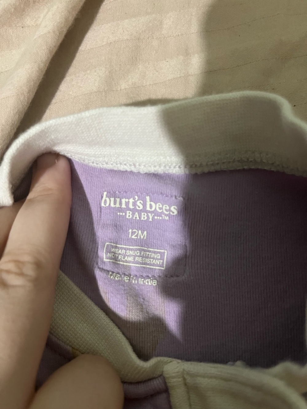 Burt's Bees Baby Lavender Ribbed 12M Bodysuit